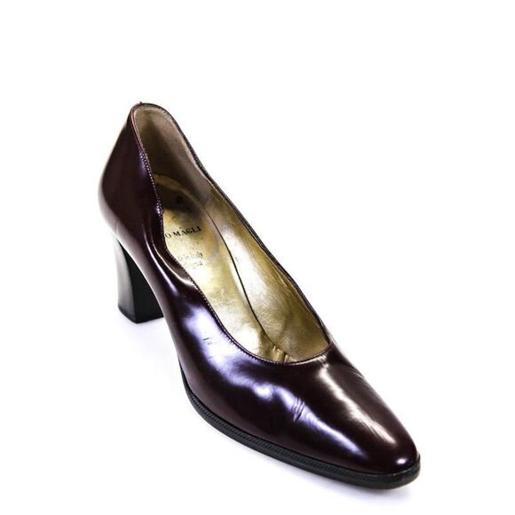 Bruno Magli Womens Square Toe Darted Slip-On Block Heels Pumps Burgundy Size 6 - Picture 1 of 5